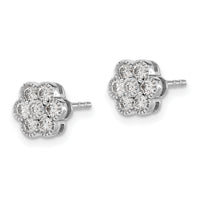 14k White Gold Floral Diamond Post Earrings-EM8466-050-WA