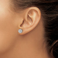 14k White Gold Floral Diamond Post Earrings-EM8466-050-WA