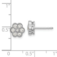 14k White Gold Floral Diamond Post Earrings-EM8466-050-WA