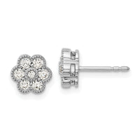 14k White Gold Floral Diamond Post Earrings-EM8466-050-WA