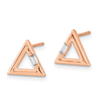 14k Rose Gold Polished Triangle Diamond Post Earrings-EM8471-006-RA