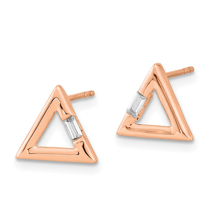 14k Rose Gold Polished Triangle Diamond Post Earrings-EM8471-006-RA
