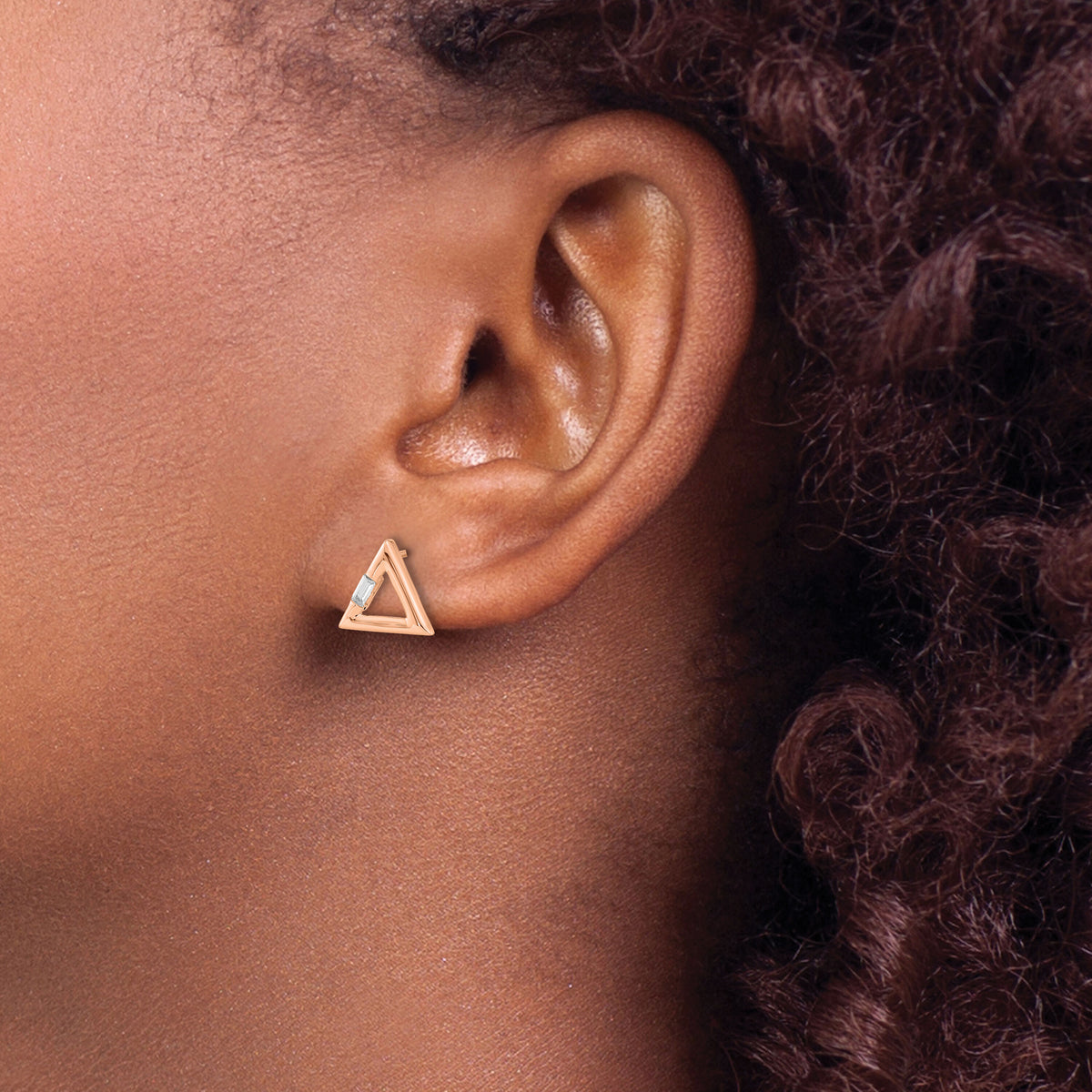 14k Rose Gold Polished Triangle Diamond Post Earrings-EM8471-006-RA