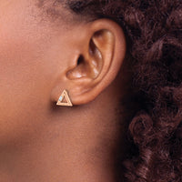 14k Rose Gold Polished Triangle Diamond Post Earrings-EM8471-006-RA
