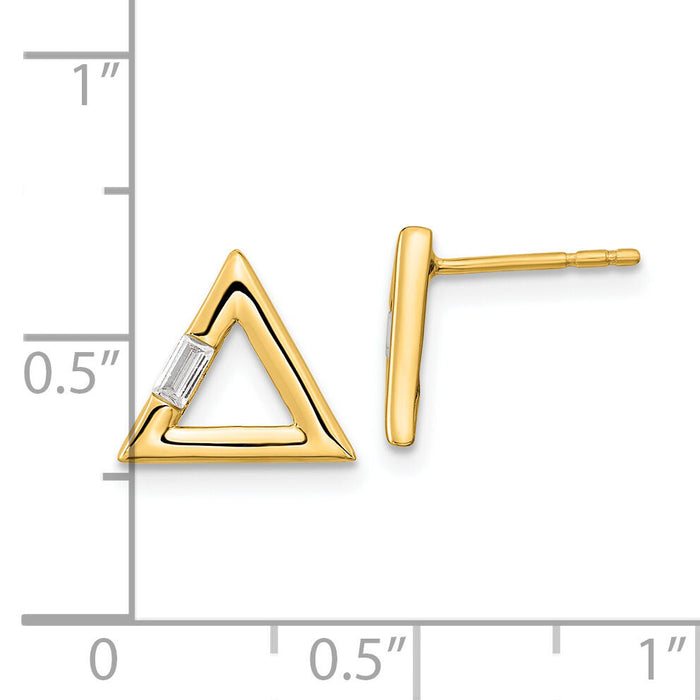 14k Polished Triangle Diamond Post Earrings-EM8471-006-YA
