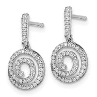 14k White Gold Circle Swirl Diamond Dangle Post Earrings-EM8512-030-WA