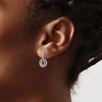 14k White Gold Circle Swirl Diamond Dangle Post Earrings-EM8512-030-WA