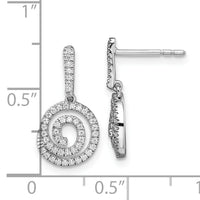 14k White Gold Circle Swirl Diamond Dangle Post Earrings-EM8512-030-WA