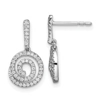 14k White Gold Circle Swirl Diamond Dangle Post Earrings-EM8512-030-WA