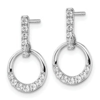 14k White Gold Circle Diamond Dangle Post Earrings-EM8556-037-WA