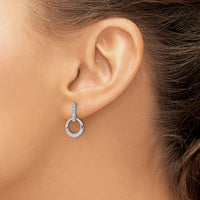 14k White Gold Circle Diamond Dangle Post Earrings-EM8556-037-WA