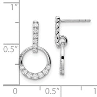 14k White Gold Circle Diamond Dangle Post Earrings-EM8556-037-WA