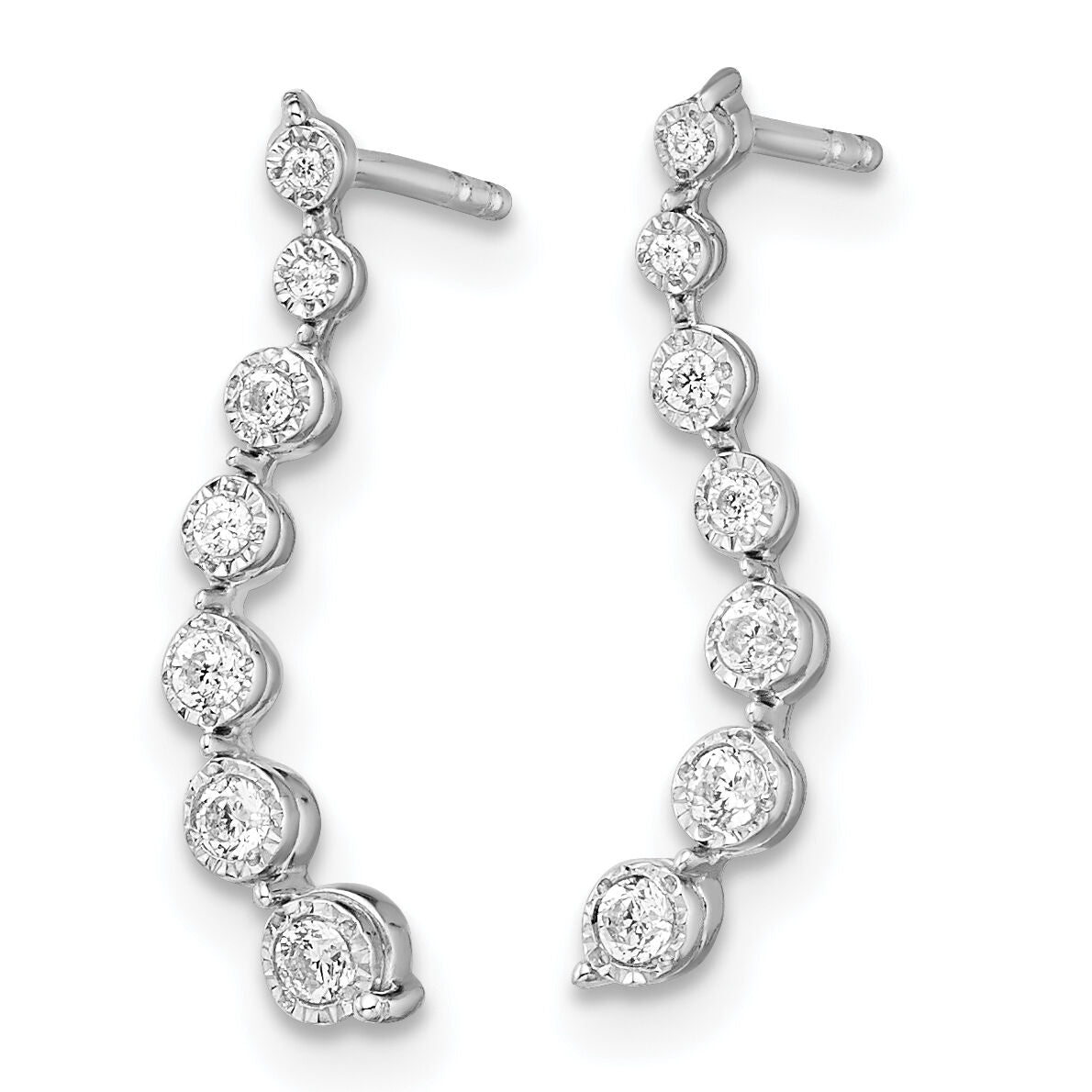 14k White Gold Graduating Diamond Post Earrings-EM8557-015-WA