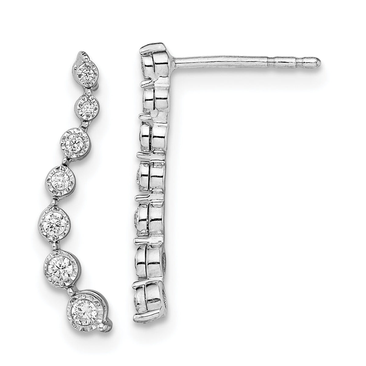 14k White Gold Graduating Diamond Post Earrings-EM8557-015-WA