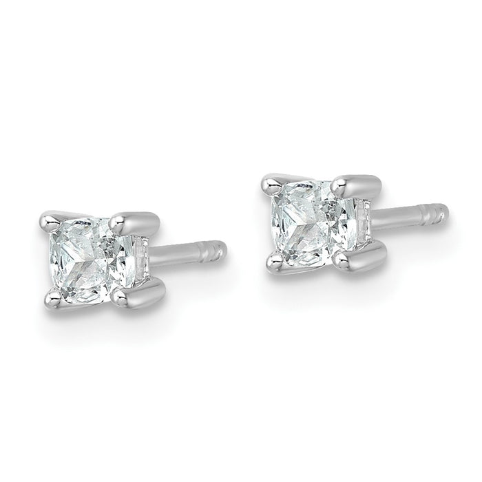 14kw 1/2 ctw Cert Lab Grown Dia VS/SI+ G+ Cushion 4 Prong Hvy Wt Earring-EM8794-050C-WLG