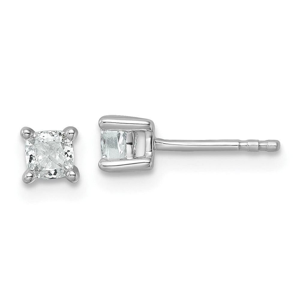 14kw 1/2 ctw Cert Lab Grown Dia VS/SI+ G+ Cushion 4 Prong Hvy Wt Earring-EM8794-050C-WLG