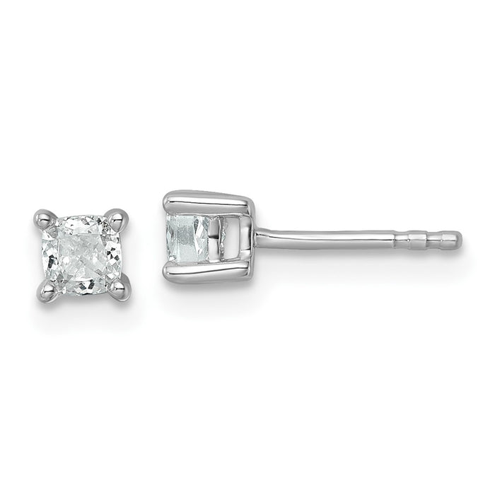 14kw 1/2 ctw Cert Lab Grown Dia VS/SI+ G+ Cushion 4 Prong Hvy Wt Earring-EM8794-050C-WLG
