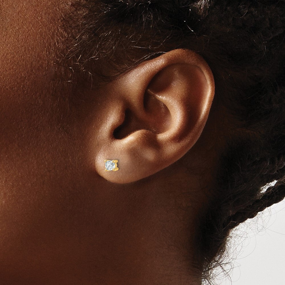 14ky 1/2 ctw Cert Lab Grown Dia VS+ F+ Cushion 4 Prong Hvy Wt Earring-EM8794-050C-LD