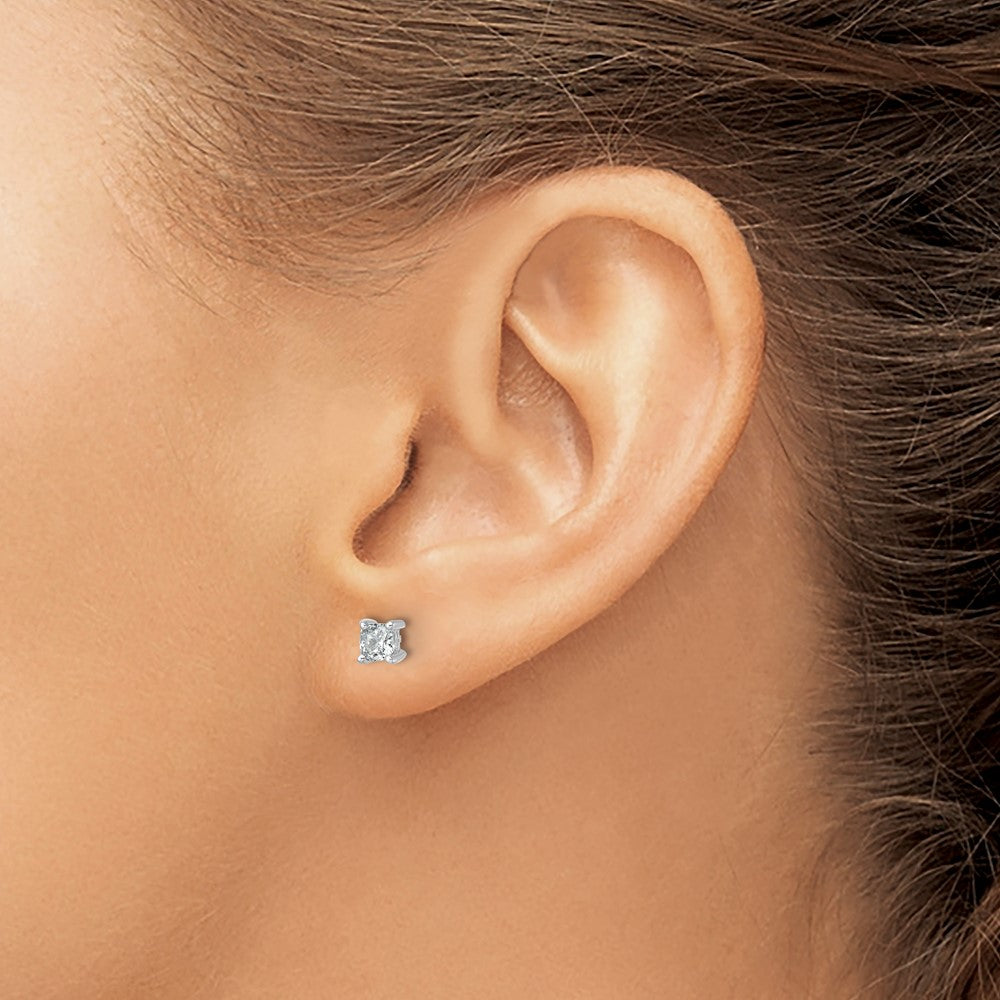 14kw 3/4 ctw Cert Lab Grown Dia VS+ F+ Cushion 4 Prong Hvy Wt Earring-EM8794-075C-WLD