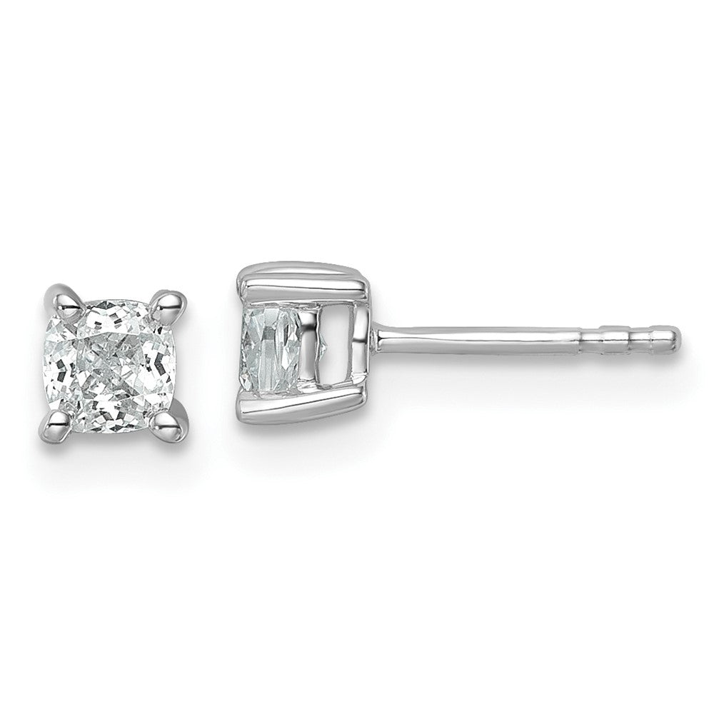 14kw 3/4 ctw Cert Lab Grown Dia VS/SI+ G+ Cushion 4 Prong Hvy Wt Earring-EM8794-075C-WLG