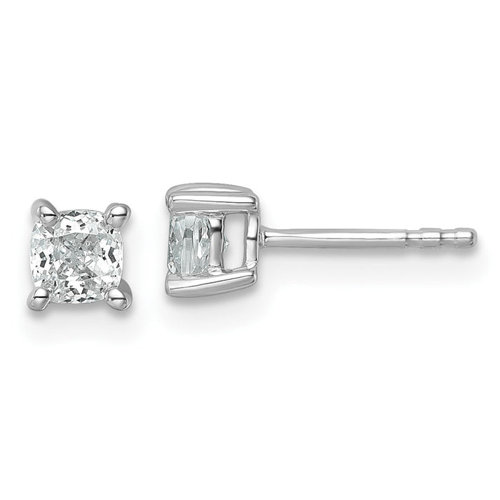 14kw 3/4 ctw Cert Lab Grown Dia VS/SI+ G+ Cushion 4 Prong Hvy Wt Earring-EM8794-075C-WLG