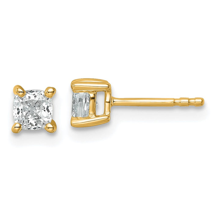 14ky 3/4 ctw Cert Lab Grown Dia VS/SI+ G+ Cushion 4 Prong Hvy Wt Earring-EM8794-075C-LG