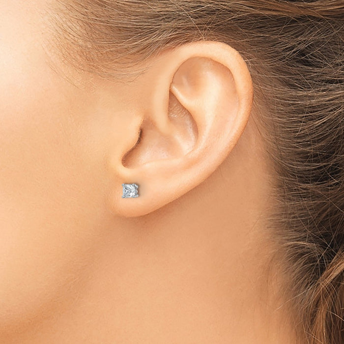 14kw 1 ctw Cert Lab Grown Dia VS/SI+ G+ Cushion 4 Prong Hvy Wt Earring-EM8794-100C-WLG