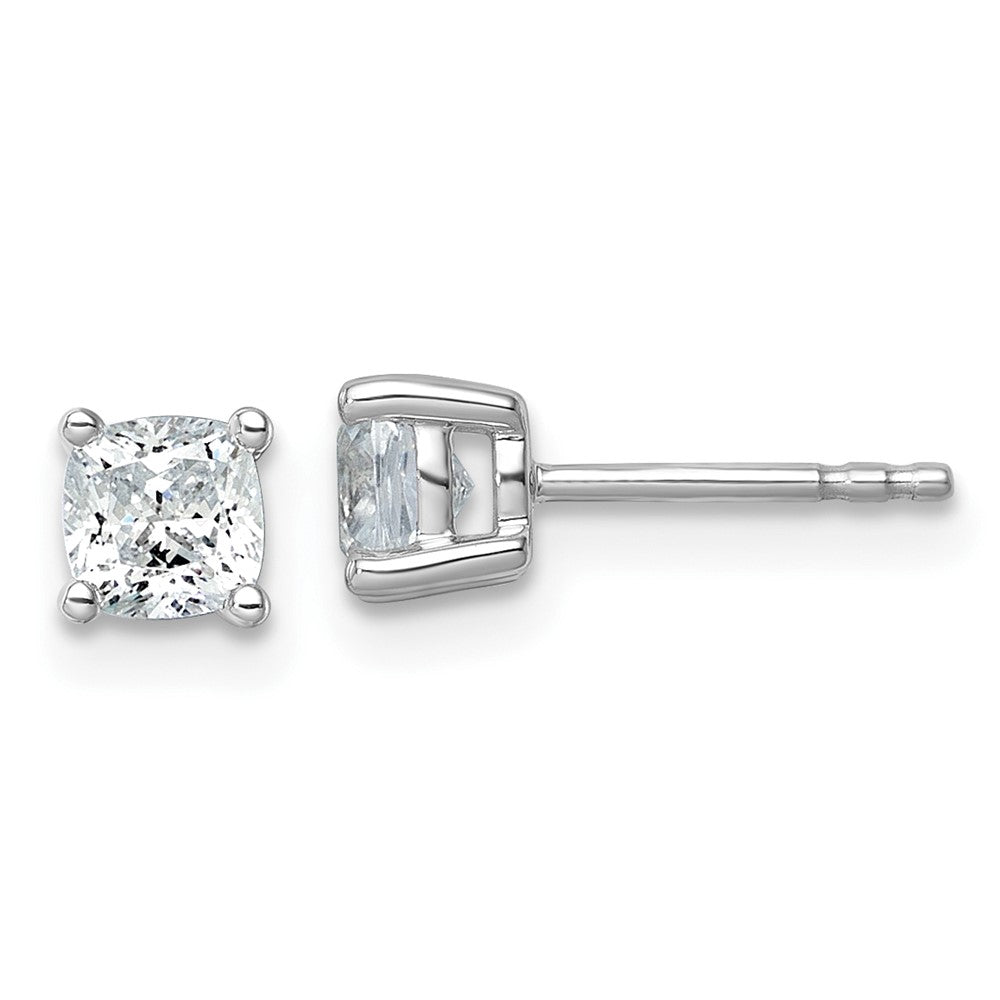 14kw 1 ctw Cert Lab Grown Dia VS/SI+ G+ Cushion 4 Prong Hvy Wt Earring-EM8794-100C-WLG