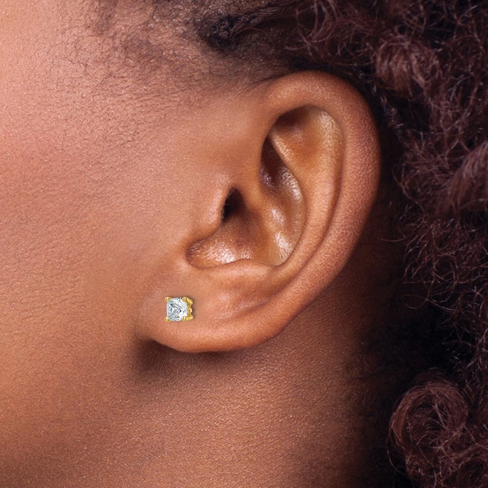 14ky 1 ctw Cert Lab Grown Dia VS+ F+ Cushion 4 Prong Hvy Wt Earring-EM8794-100C-LD