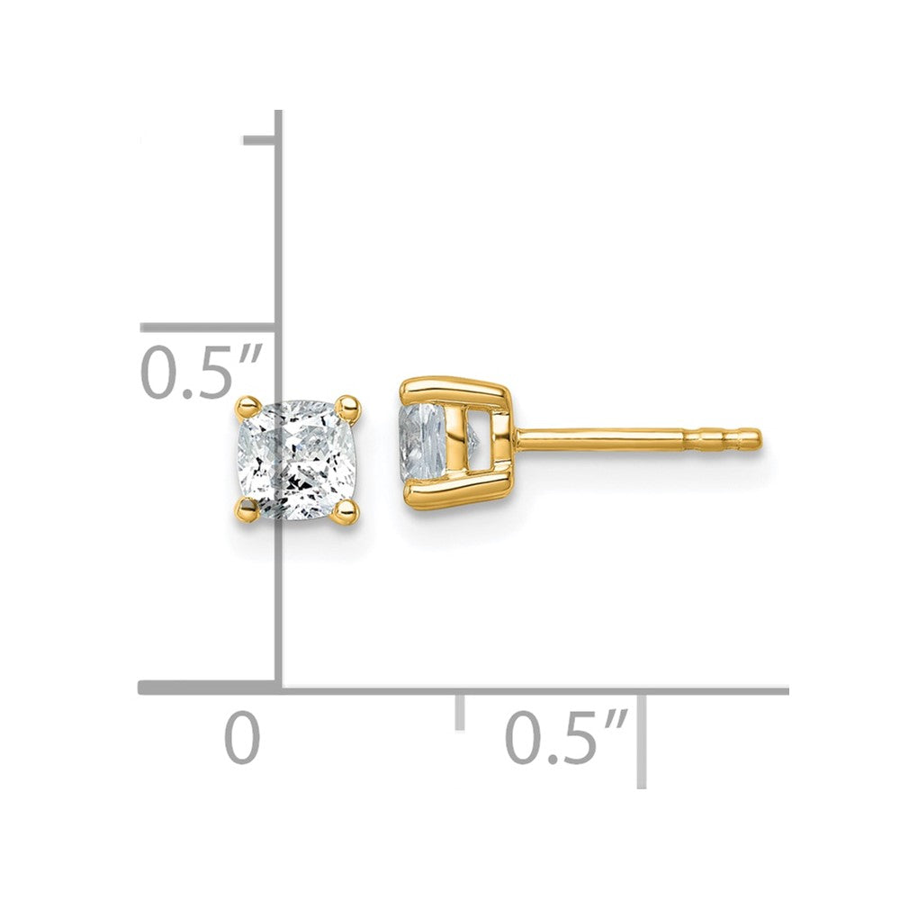 14ky 1 ctw Cert Lab Grown Dia VS+ F+ Cushion 4 Prong Hvy Wt Earring-EM8794-100C-LD