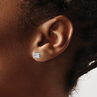 14kw 1 1/2 ctw Cert Lab Grown Dia VS/SI+ G+ Cushion 4 Prong Hvy Wt Earring-EM8794-150C-WLG