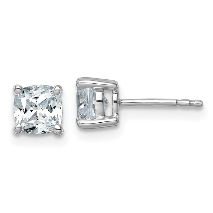 14kw 1 1/2 ctw Cert Lab Grown Dia VS/SI+ G+ Cushion 4 Prong Hvy Wt Earring-EM8794-150C-WLG