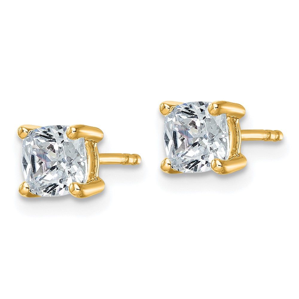 14ky 1 1/2 ctw Cert Lab Grown Dia VS+ F+ Cushion 4 Prong Hvy Wt Earring-EM8794-150C-LD