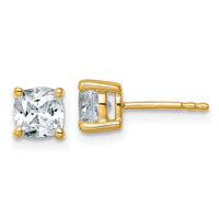 14ky 1 1/2 ctw Cert Lab Grown Dia VS+ F+ Cushion 4 Prong Hvy Wt Earring-EM8794-150C-LD