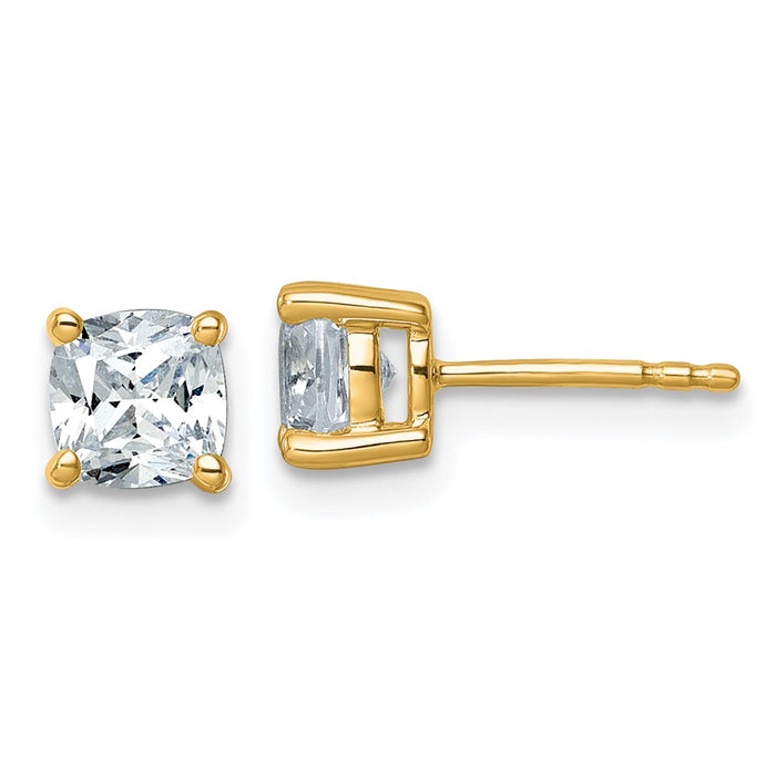 14ky 1 1/2 ctw Cert Lab Grown Dia VS+ F+ Cushion 4 Prong Hvy Wt Earring-EM8794-150C-LD