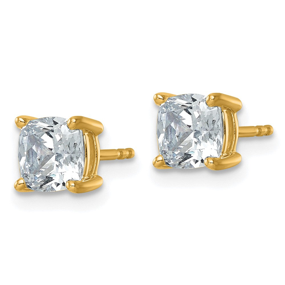 14ky 2 ctw Cert Lab Grown Dia VS+ F+ Cushion 4 Prong Hvy Wt Earring-EM8794-200C-LD