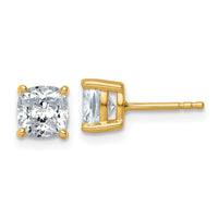 14ky 2 ctw Cert Lab Grown Dia VS+ F+ Cushion 4 Prong Hvy Wt Earring-EM8794-200C-LD