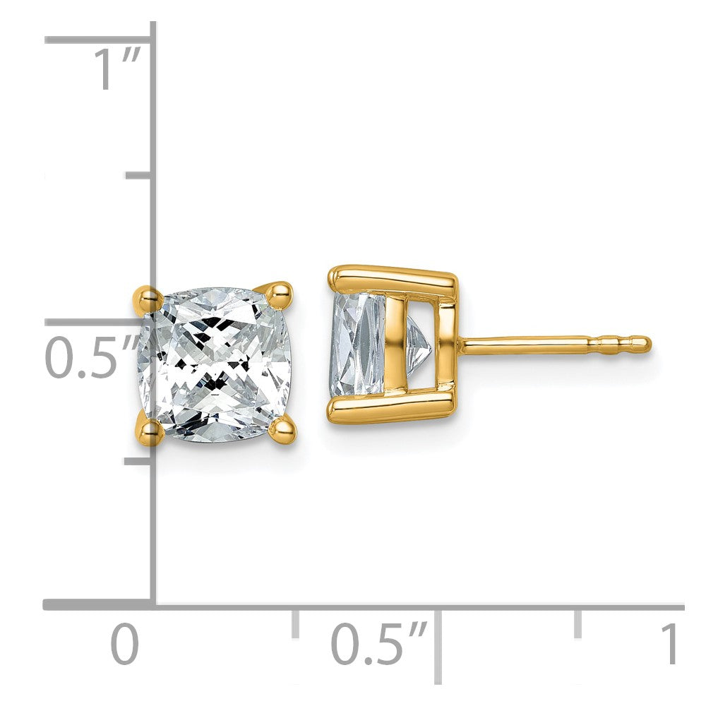 14ky 4 ctw Cert Lab Grown Dia VS+ F+ Cushion 4 Prong Hvy Wt Earring-EM8794-400C-LD