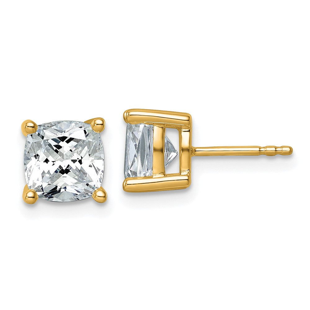 14ky 4 ctw Cert Lab Grown Dia VS+ F+ Cushion 4 Prong Hvy Wt Earring-EM8794-400C-LD