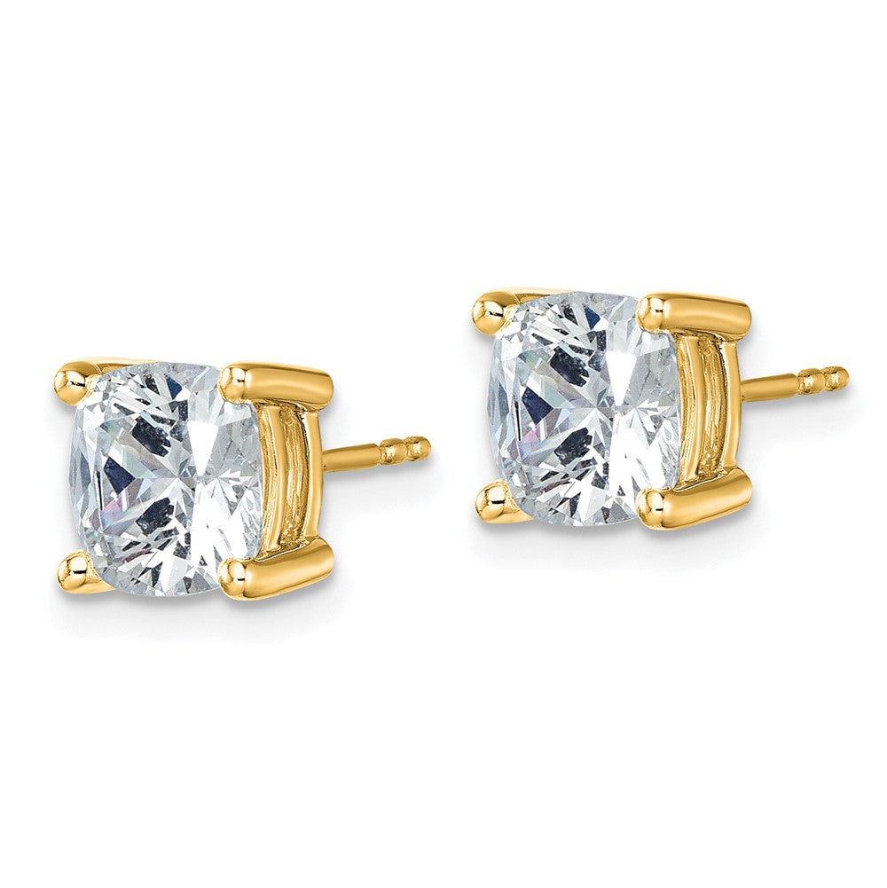 14ky 5 ctw Cert Lab Grown Dia VS+ F+ Cushion 4 Prong Hvy Wt Earring-EM8794-500C-LD