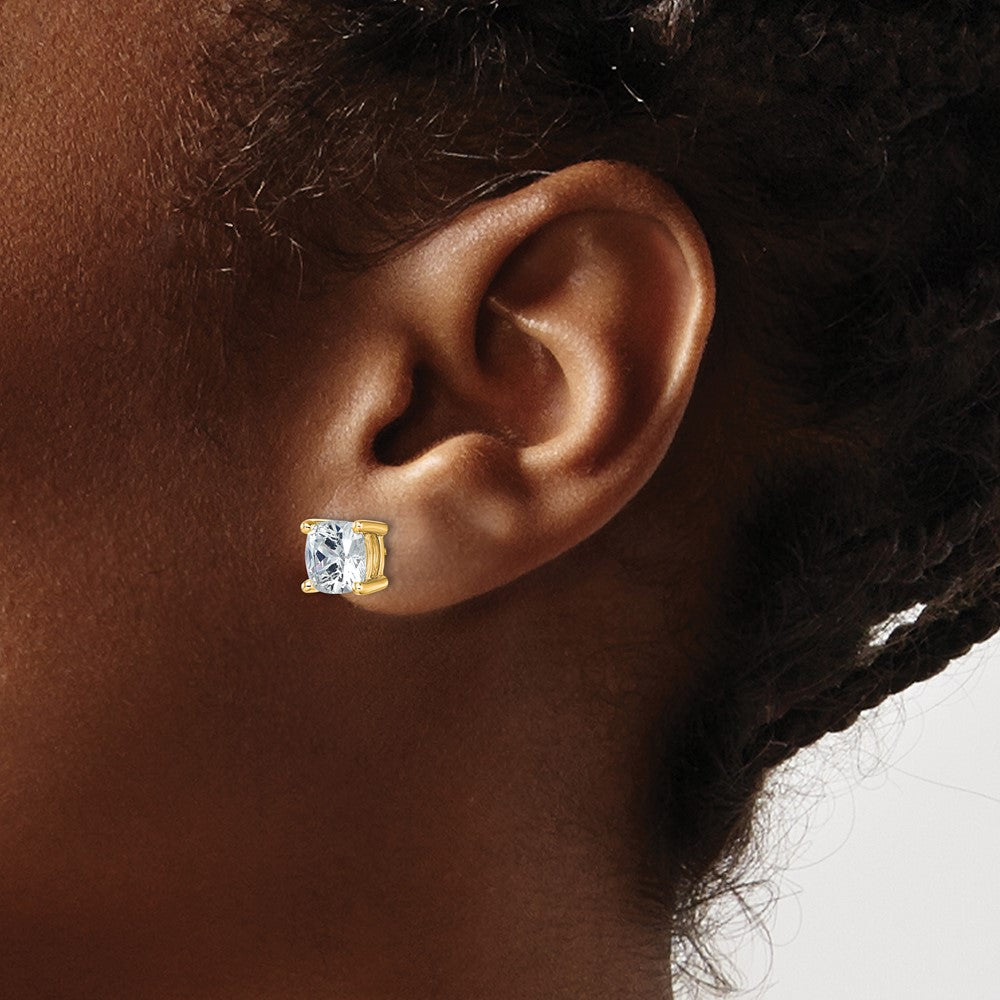 14ky 5 ctw Cert Lab Grown Dia VS+ F+ Cushion 4 Prong Hvy Wt Earring-EM8794-500C-LD