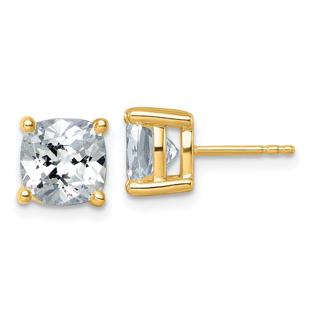 14ky 5 ctw Cert Lab Grown Dia VS+ F+ Cushion 4 Prong Hvy Wt Earring-EM8794-500C-LD