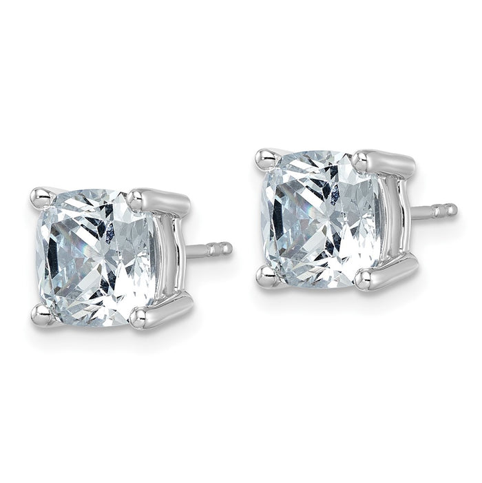 14kw 6 ctw Cert Lab Grown Dia VS/SI+ G+ Cushion 4 Prong Hvy Wt Earring-EM8794-600C-WLG