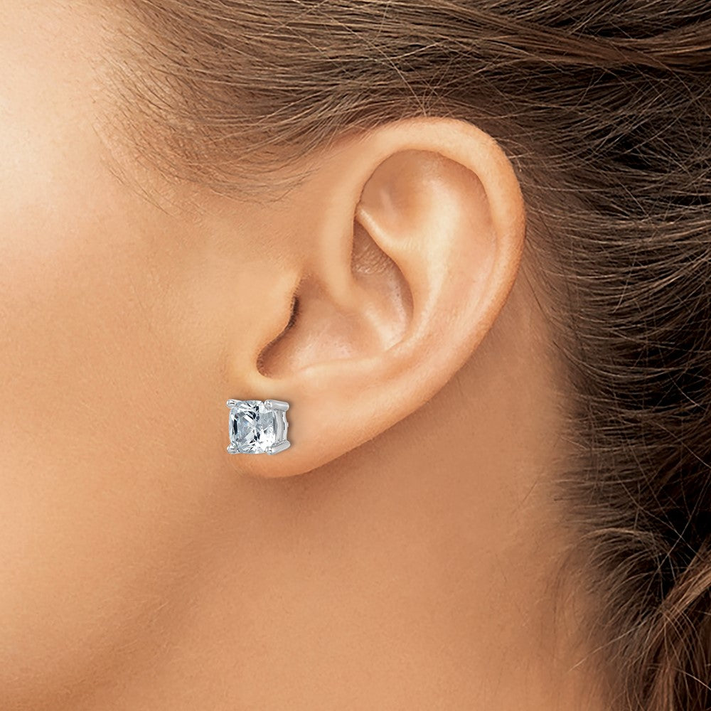 14kw 6 ctw Cert Lab Grown Dia VS/SI+ G+ Cushion 4 Prong Hvy Wt Earring-EM8794-600C-WLG