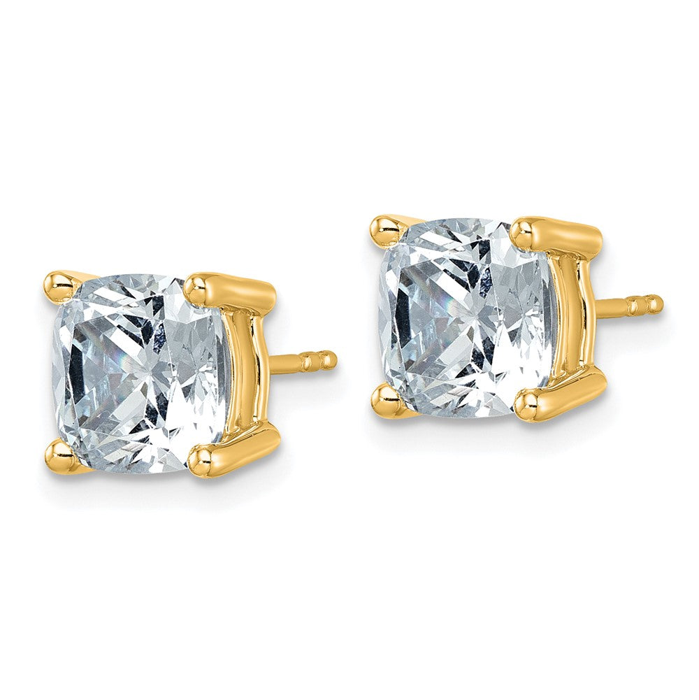 14ky 6 ctw Cert Lab Grown Dia VS+ F+ Cushion 4 Prong Hvy Wt Earring-EM8794-600C-LD
