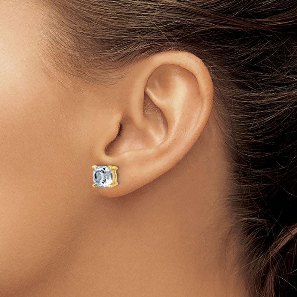 14ky 6 ctw Cert Lab Grown Dia VS+ F+ Cushion 4 Prong Hvy Wt Earring-EM8794-600C-LD