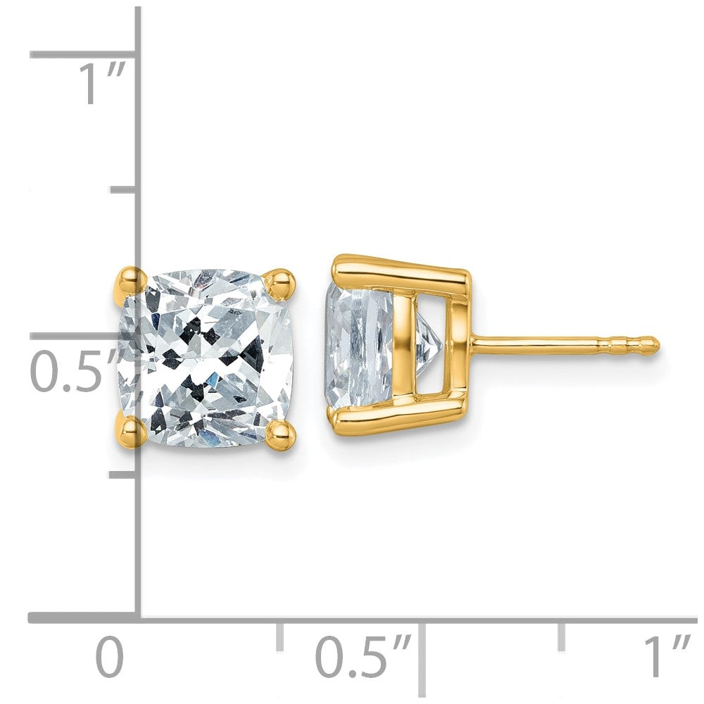 14ky 6 ctw Cert Lab Grown Dia VS+ F+ Cushion 4 Prong Hvy Wt Earring-EM8794-600C-LD