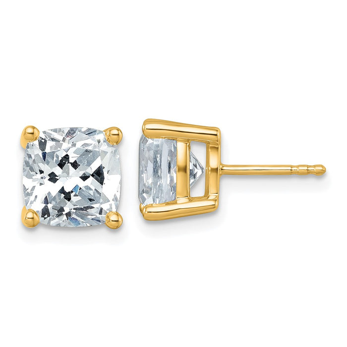 14ky 6 ctw Cert Lab Grown Dia VS/SI+ G+ Cushion 4 Prong Hvy Wt Earring-EM8794-600C-LG