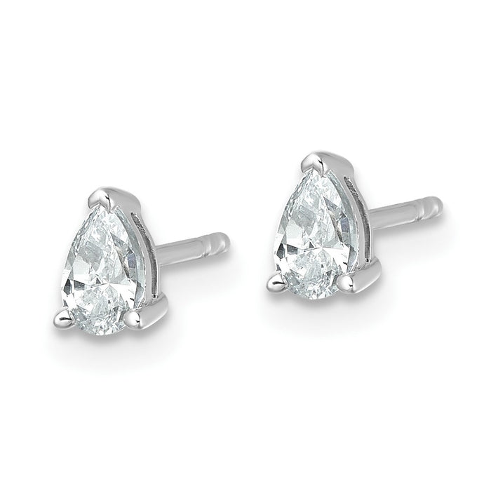 14kw 1/2 ctw Cert Lab Grown Dia VS/SI+ G+ Pear 4 Prong Hvy Wt Earring-EM8797-050C-WLG