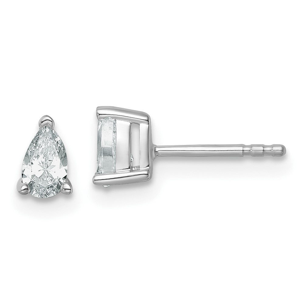 14kw 1/2 ctw Cert Lab Grown Dia VS+ F+ Pear 4 Prong Hvy Wt Earring-EM8797-050C-WLD